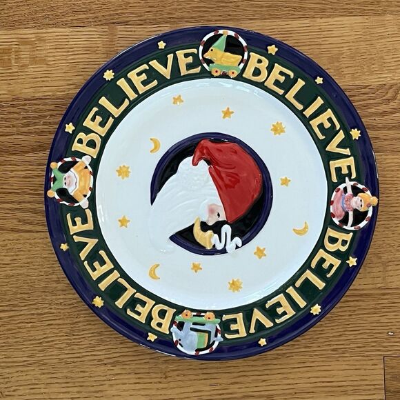 Vint Mary Engelbreit Celebrate the 15th Anniversary Believe 1999 Christmas Plate - Picture 6 of 7